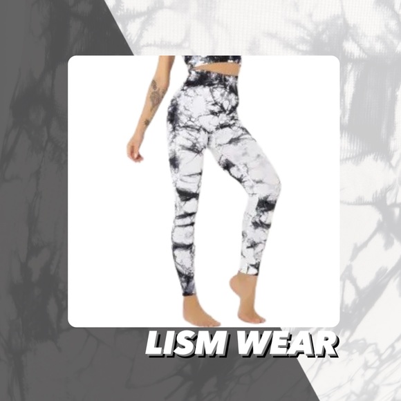 EUC Lism Wear Black Tie Dye High Waist Leggings - Picture 1 of 8